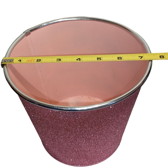 Pink Glitter Covered Metal Pail Planters Set of 3 - Picture 10 of 12
